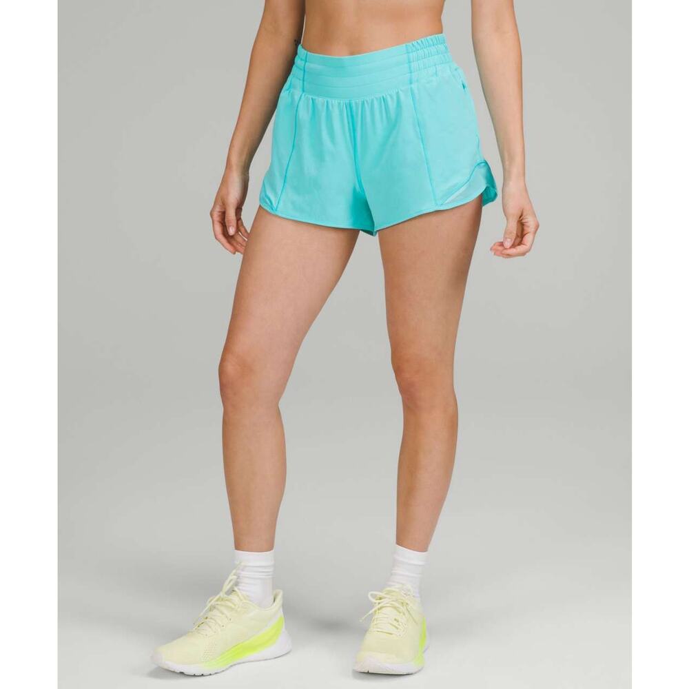 Lululemon Hotty High Rise Lined Short Women's Size 6 Blue Elastic Lightweight
